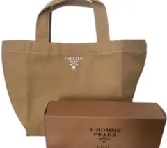 PRADA ノベルティ ベージュ⭐️ラフィアミニトートバッグ 【新品
