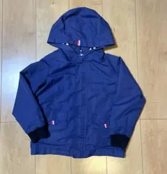 ネイビー　ナイロンフード付きコート