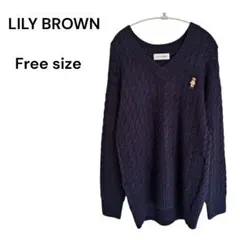 LILY BROWN リリーブラウン ケーブル編みニットワンピース くま 刺繍