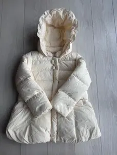 ミキハウス ダウンコート 120 アイボリー白系 フード取り外し可 ダウン90％