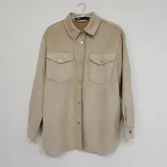 【新品同様】ZARA スエードCPOジャケット ベージュSのサムネイル