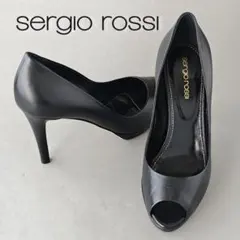 未使用級✨Sergio Rossi セルジオロッシオープントゥパンプス36 黒のサムネイル