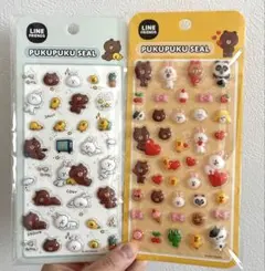 正規品　LINEFRIENDS　ラインフレンズ　ぷくぷくシール　2種セット