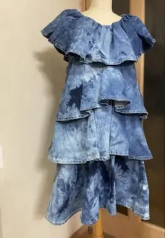 【新品】MSGM タイダイ風 デニム ティアード ワンピース イタリア製のサムネイル