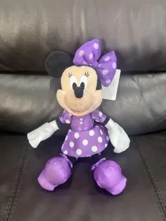 ミニーマウス ぬいぐるみ 紫色 水玉模様