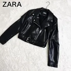 ZARA ザラ　ダブルライダースジャケット 短丈 ブラック フェイクレザー