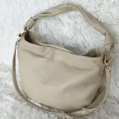 Kitamura 2way ショルダーバッグ レザー ベージュ ゴールド金具