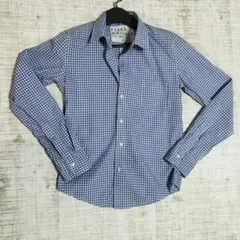 【美品】フランク&アイリーン　バリー　ギンガムチェック　ブルー系　コットン　長袖