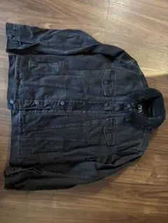 ZARA ボア襟 ブラックデニムジャケット