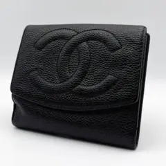 CHANEL シャネル　キャビアスキン　二つ折り　財布　Wホック　ココマーク
