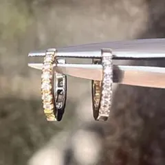 1483 K18/PTダイヤモンドリバーシブルフープピアス片側0.15ct - メルカリ