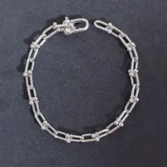 シルバー 925 ハードウェア メンズ ブレスレットース 男女兼用 銀