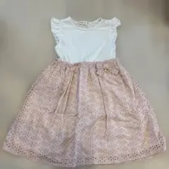 BEBE ノースリーブ フリル袖 ドッキングワンピース　130