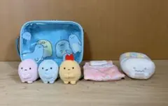 すみっコぐらし てのりぬいぐるみセットと収納ケース ベッド 車 とかげのバック付