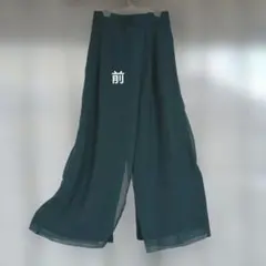 新品 ブルーグリーン シアーワイドパンツ ダンスキュロットシフォン スリット Ｍ