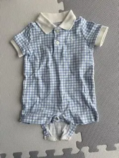 Ralph Lauren 水色チェックロンパース