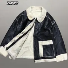 PAGEBOY ページボーイ フェイクレザー ボアブルゾン B-3 ブラック Fのサムネイル