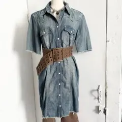 TRUE RELIGION 薄手 デニムワンピース ダメージ加工 平成ギャル