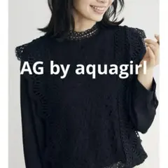 AG by aquagirl レース切替ブラウス ブラック