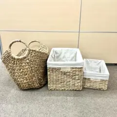 ウォーターヒヤシンス 長方形 カゴ（ 小・中）バスケット　3点セット