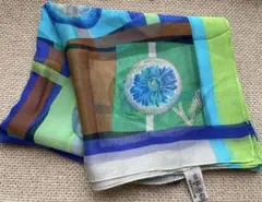 Kenzo 花柄 シルクスカーフ　ブルー