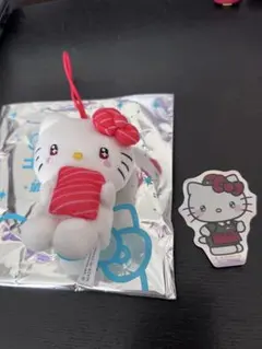 スシロー×ハローキティ ☆ぬいぐるみマスコット☆コラボステッカー☆のサムネイル