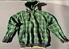 エレメント　ELEMENT ジップアップパーカー チェック柄　グリーン　メンズ