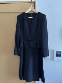 [新品]ブラックスーツ リボン付き ジャケット ワンピース 13ABR73