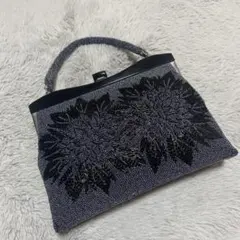 ビーズお花刺繍 ♡和装バッグ ブラック♡洋装にも♡レトロ♡レア ヴィンテージ