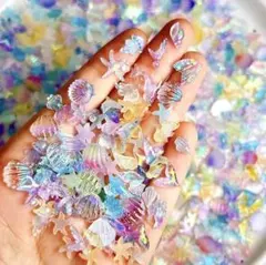 ネイルパーツ シェル・海の生物 透明パステル 新品未使用！