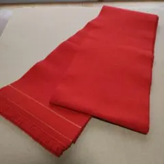 赤い半幅帯 フリンジ付き