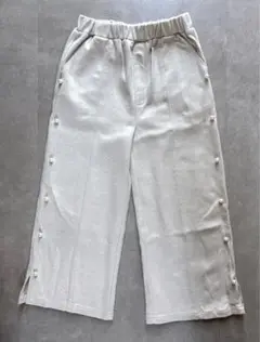 サイドパール付きパンツ ワイドパンツ ライトグレー 130