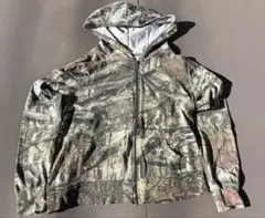 リアルツリー柄 チビ丈 ジップパーカー ピチT