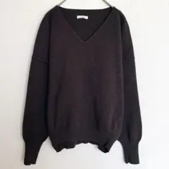 アイテムズアーバンリサーチ　ニット　Vネック　ボリューム袖　ダークブラウン　F