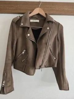 ZARA BASIC ブラウン ダブルライダースジャケット