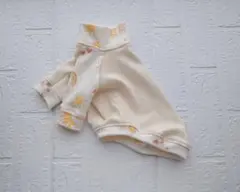 犬服ハンドメイド　ハイネックラグランシャツ　アイボリー　Ｍ