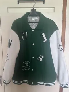 ERLUOSHIJIA 刺繍スタジャン グリーン/ホワイト