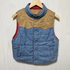 チュオパニック　ベスト　リバーシブル　赤　ジーンズ色　茶色
