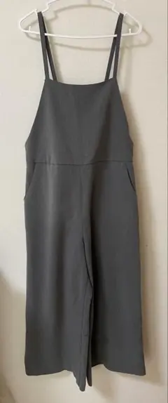 グレー ストラップ付きオーバーオール