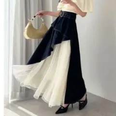 【美品】リゼクシー RESEXXY チュールボリュームスカート ブラック デニム