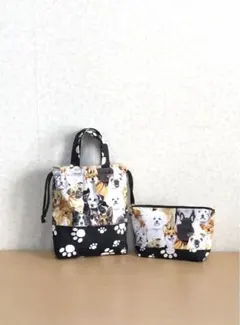 ハンドメイド巾着・ポーチセット【犬柄】