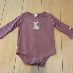 【★匿名配送】petit main ウサギ刺繍　ロンパース　80