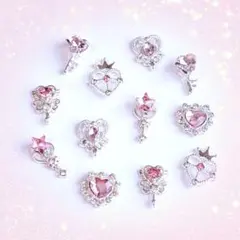 12個 ネイルパーツ 魔法少女 キラキラ ピンク シルバー 推し活 量産型 姫系
