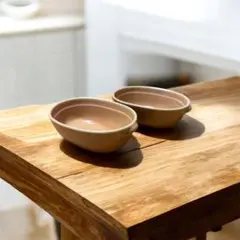 ベージュ 陶器 楕円形 小物入れ 2個セット