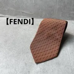 【美品】FENDI フェンディ ネクタイ 総柄 ズッカ柄風 オレンジ系のサムネイル