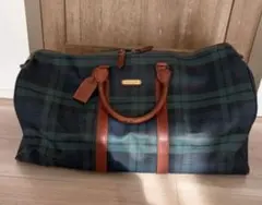 ポロラルフローレン ブラックウォッチ ボストンバッグ PVCレザー グリーン 緑