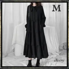 ティアード ワンピース M ロングワンピース Aライン 体型カバー おしゃれ