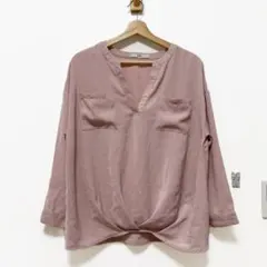 GRL スキッパーシャツ 長袖 ピンク