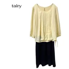 tairy犬印　長袖切替ワンピース　膝丈　ブラウス　マタニティ授乳服　大きめLのサムネイル