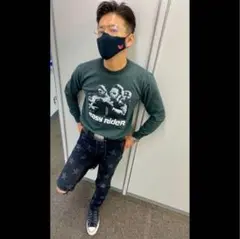 MINEDENIM✕Soloist/スター星柄ダメージ加工ストレッチデニムパンツ